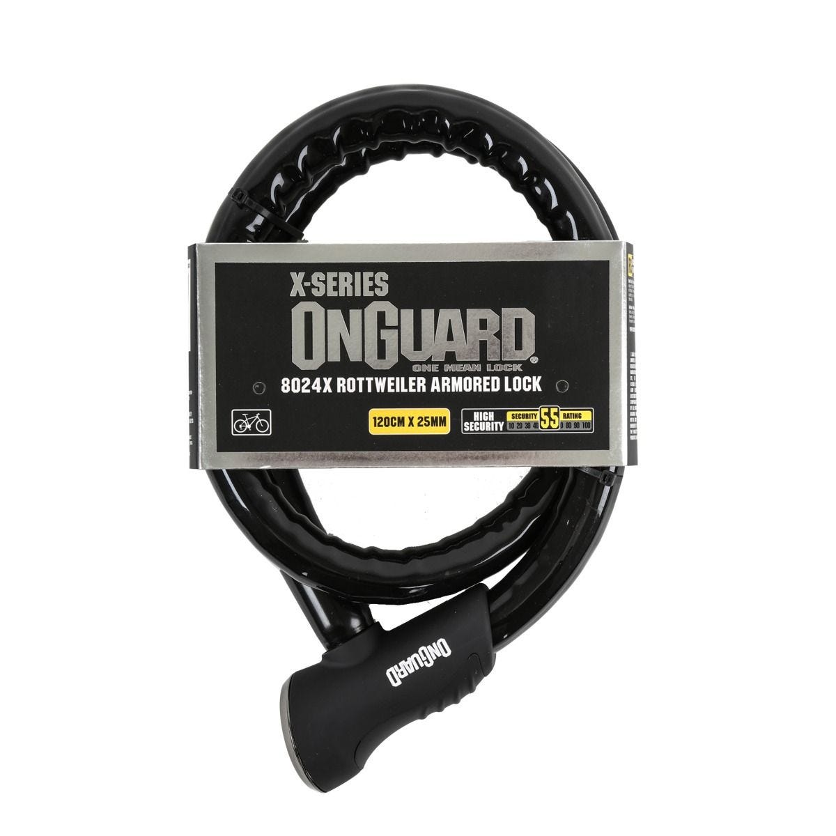OnGuard X Rottweiler 8024 Armoured Cable Lock 1200 X 25mm Sold Secure Bronze