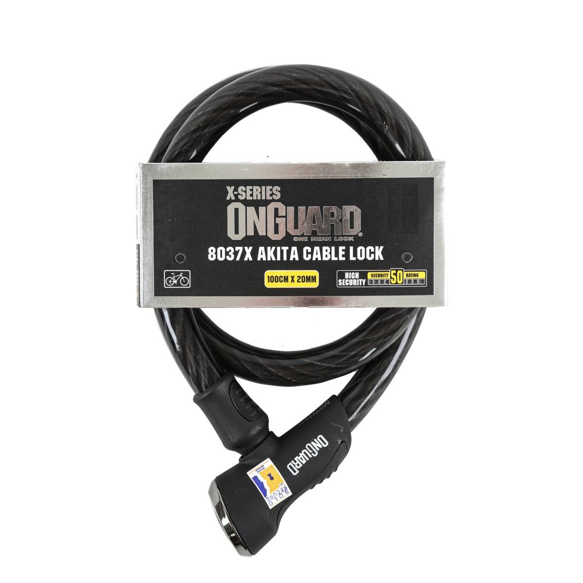 OnGuard X Akita 8037 Cable Lock 1000 X 20mm Sold Secure Bronze